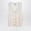 Ganni Egret Light Mohair Tie String Vest In Cream