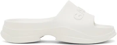 Ganni White Pool Slide Sandals In 135 Egret