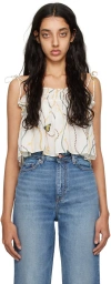 Ganni Butterfly-print Tank Top In 135 Egret
