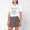Ganni Graphic Print Crew Neck Short Sleeve Top In White