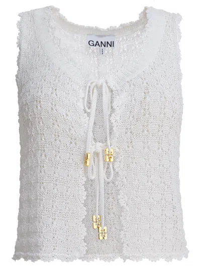 GANNI GANNI WHITE RECYCLED POLYAMIDE TOP