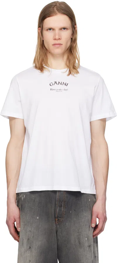 Ganni White Relaxed T-shirt In Bright White