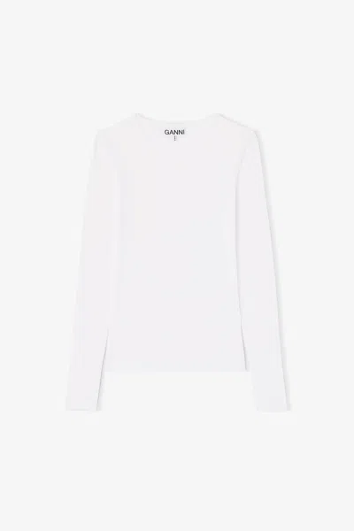 Ganni Rib Long-sleeve Top In Multi