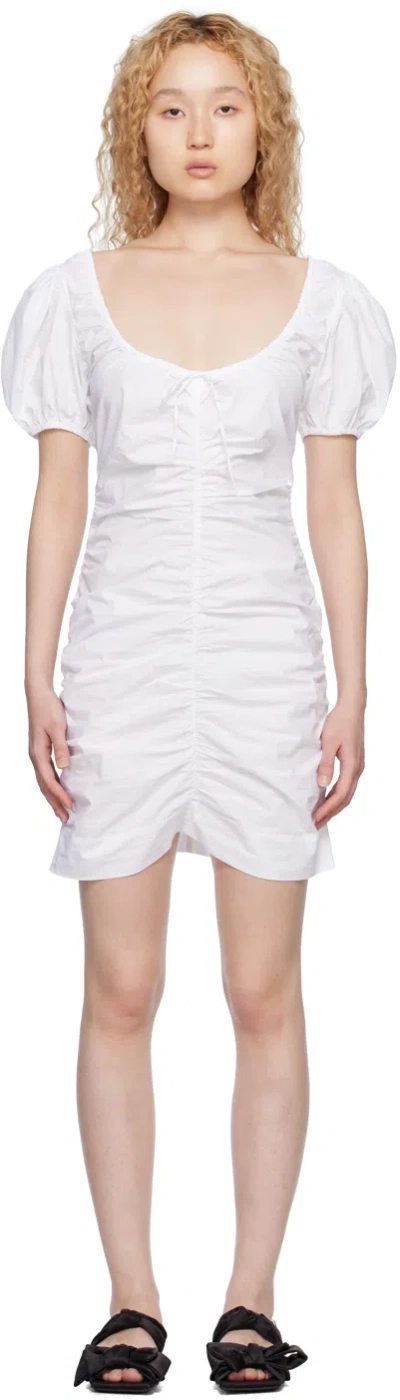GANNI WHITE RUCHED MINIDRESS