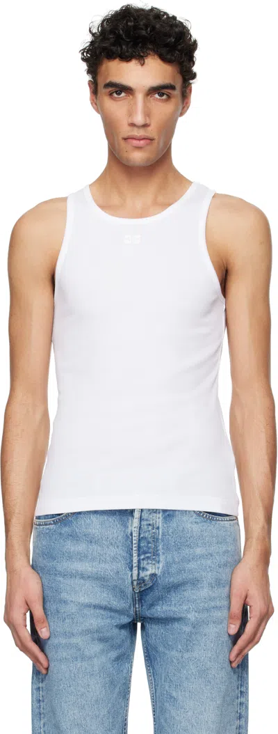 Ganni White Soft Cotton Rib Tank Top In Bright White