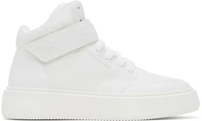 Ganni White Sporty Mix High-top Sneakers In 135 Egret