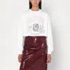 Ganni White Sweater With Logo Print In White