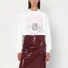 Ganni White Sweater With Logo Print In White