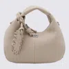 Ganni White Top Handle Bag In Brown