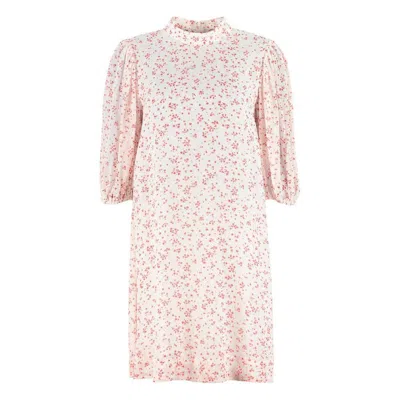 Ganni White Viscose Casual Dress In Multi
