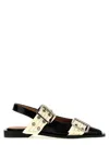 Ganni Black And White Slingback Ballerina Flats With Buckles