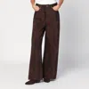 Ganni Brown Jeans With Tie-dye Pattern And Logo Patch On Back In Denim Woman In Brown