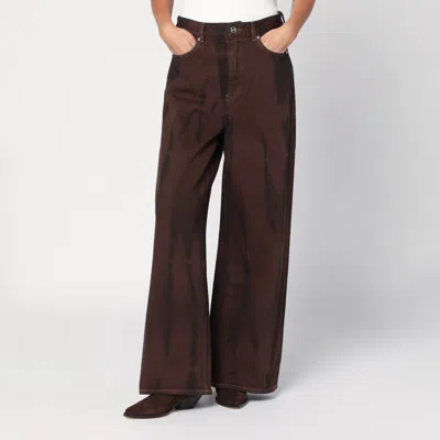 GANNI WIDE-LEG BROWN JEANS
