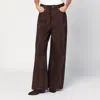 Ganni Wide Leg Jeans With Front And Back Pockets In Brown
