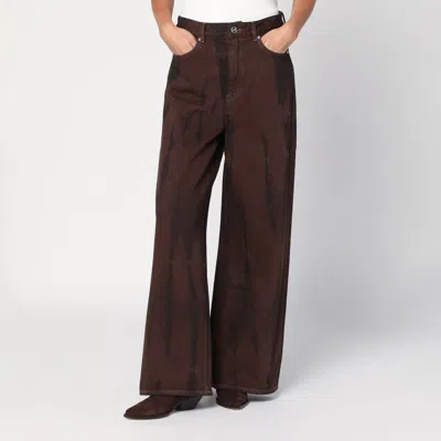 Ganni Brown Denim Wide-leg Jeans
