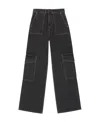 Ganni Wide-leg Cargo Jeans In Black
