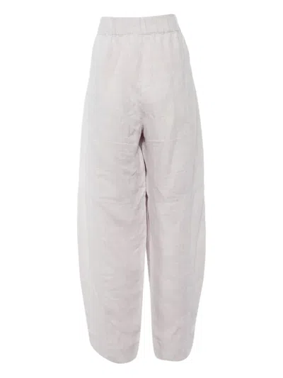Pre-owned Ganni Wide-leg Hemp Trousers In Neutral