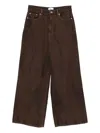 Ganni Brown Jeans With Tie-dye Pattern And Logo Patch On Back In Denim Woman In Brown