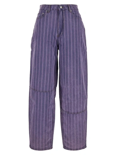 Ganni Wide Leg Jeans In Purple