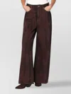 Ganni Wide Leg Jeans With Front And Back Pockets In Brown