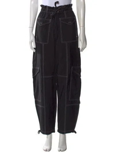 Pre-owned Ganni Wide Leg Pants In Black