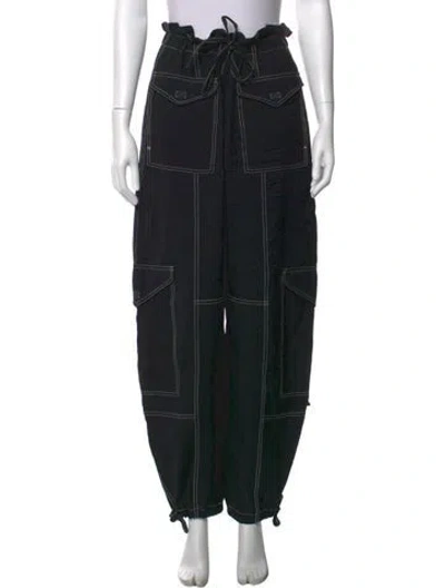 Pre-owned Ganni Wide Leg Pants In Black