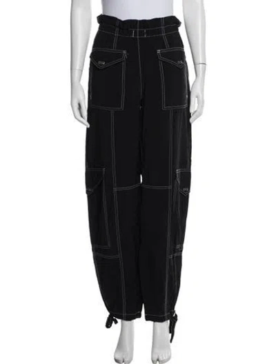 Pre-owned Ganni Wide Leg Pants In Black