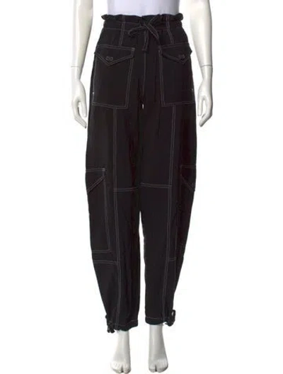 Pre-owned Ganni Wide Leg Pants In Black