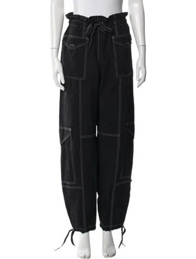 Pre-owned Ganni Wide Leg Pants In Black
