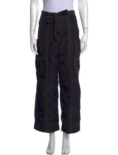Pre-owned Ganni Wide Leg Pants In Black