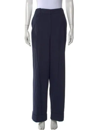 Pre-owned Ganni Wide Leg Pants In Blue