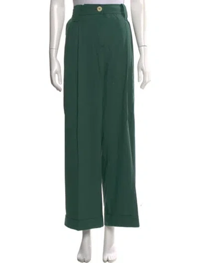 Pre-owned Ganni Wide Leg Pants In Green