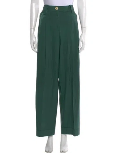 Pre-owned Ganni Wide Leg Pants In Green