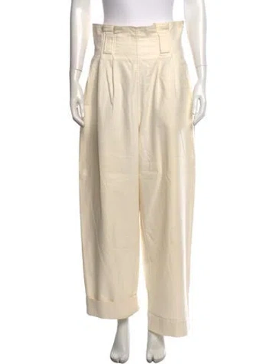 Pre-owned Ganni Wide Leg Pants In Neutrals/white