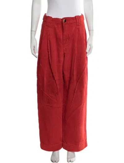 Pre-owned Ganni Wide Leg Pants In Red