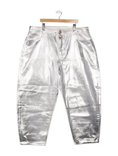 Pre-owned Ganni Wide Leg Pants In Silver