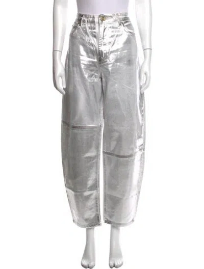 Pre-owned Ganni Wide Leg Pants W/ Tags In Silver