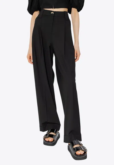 Ganni Wide-leg Tailored Pants In Black
