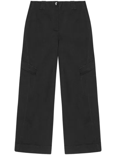 Ganni Wide-leg Trousers In Black