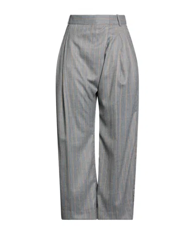Ganni Wide Striped Straight-leg Trousers In Transparent