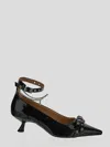 Ganni Black Eyelet Jewel Kitten Heels In Black