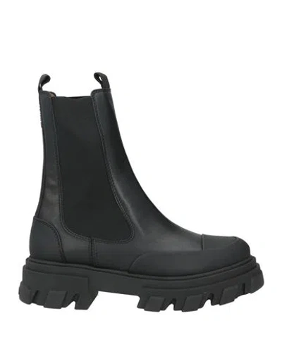 Ganni 55mm Leather Ankle Boots In Black