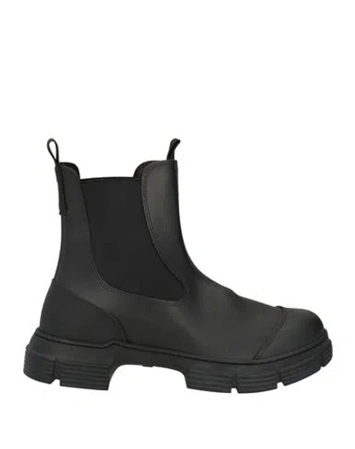 Ganni Woman Ankle Boots Black Size 10 Textile Fibers