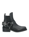 Ganni Buckle-strap Leather Ankle Boot In Black