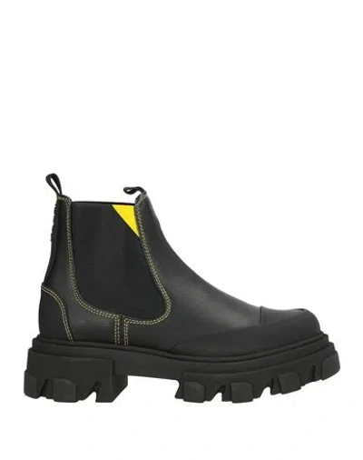 Ganni Woman Ankle Boots Black Size 8 Leather