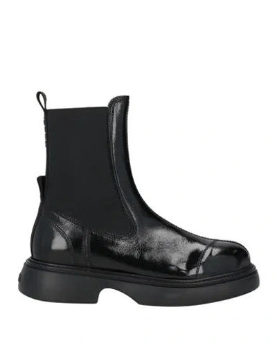 GANNI GANNI WOMAN ANKLE BOOTS BLACK SIZE 8 LEATHER