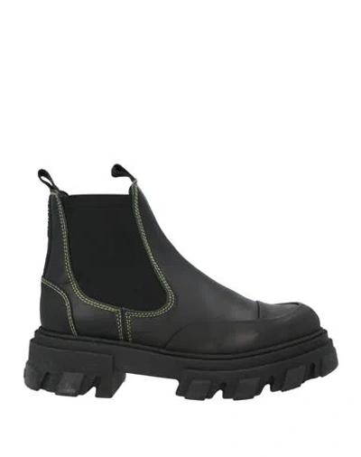 Ganni Woman Ankle Boots Black Size 5 Leather, Rubber