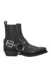 Ganni Woman Ankle Boots Black Size 8 Textile Fibers In Black