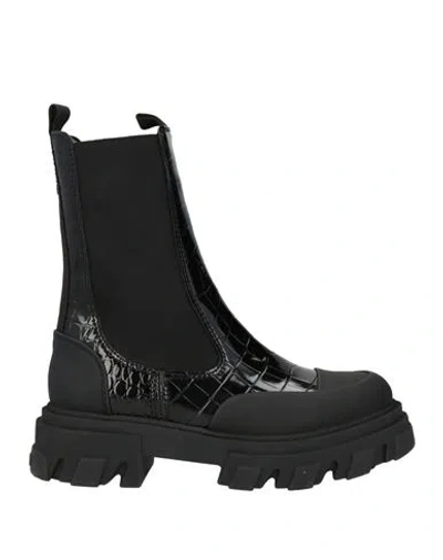 Ganni Woman Ankle Boots Black Size 8 Textile Fibers