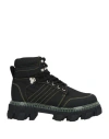 Ganni 50mm Recycled Fabric Hiking Boots In Black